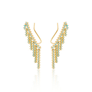 Aqua Waterfall Crawler Earrings