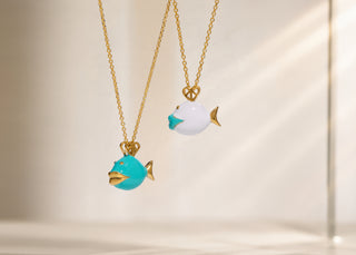 White Kiss Fish Necklace
