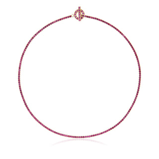 Ruby Tennis Necklace Gold