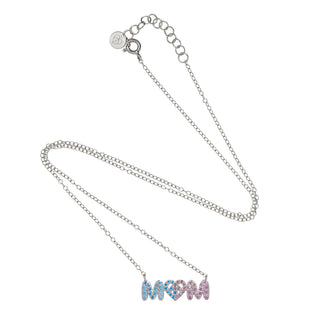 Boy and Girl MOM Necklace Pave Silver