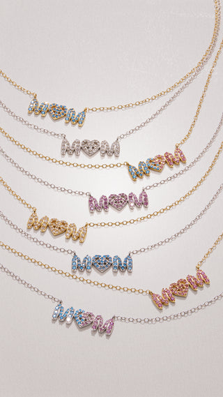Boy MOM Necklace Pave Silver