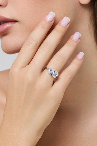 Double Stone Ring Bold Silver