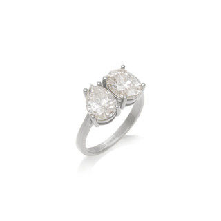 Double Stone Ring Bold Silver