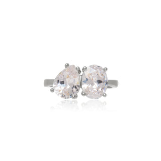 Double Stone Ring Bold Silver