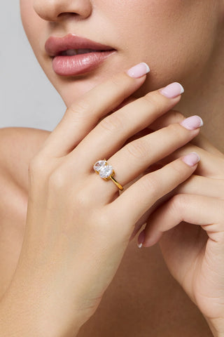 Double Stone Ring Bold Gold