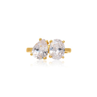 Double Stone Ring Bold Gold