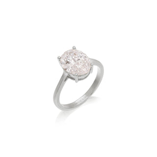 Oval Solitaire Ring Bold Silver