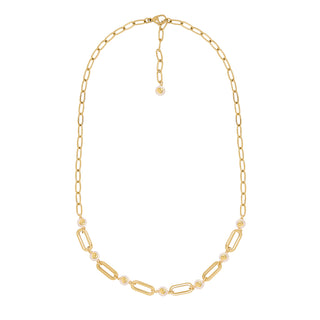 Logo Pearl Chain Necklace Gold