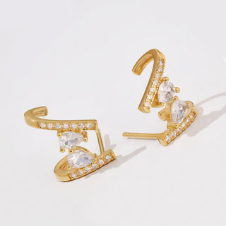 Double Drops Crawler Earrings Gold