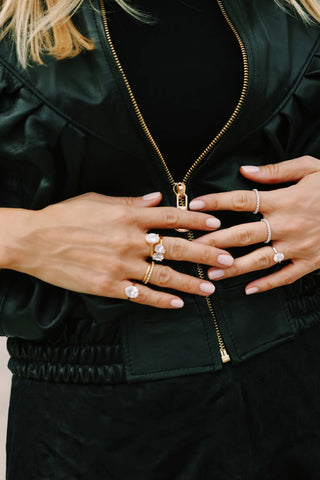 Double Stone Ring Bold Gold