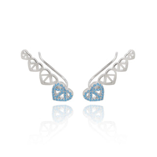 Blue Love Crawler Earrings Silver