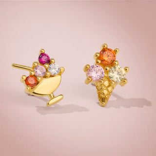 Ice cream Cone Stud Earrings Pave