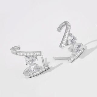 Double Drops Crawler Earrings Silver
