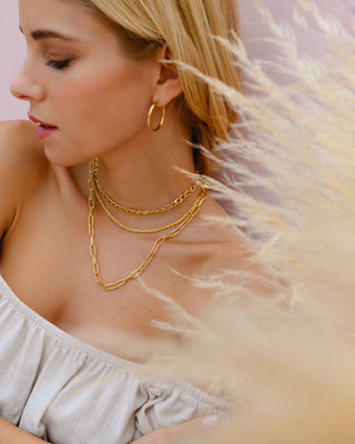 Big Gold Hoops with Stones