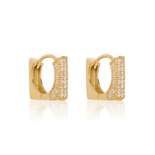 Square Hoops Pave Gold