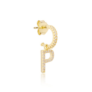 Initial "P" Hoop Pave