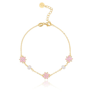 Pink Flower Pearl Bracelet