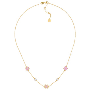 Pink Flower Pearl Necklace