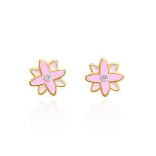 Pink Flower Stud Earrings