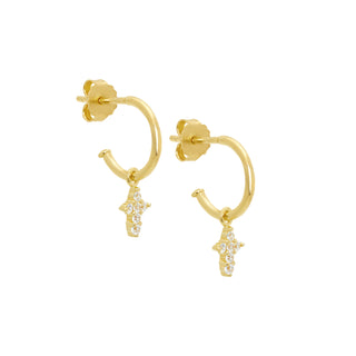 Little cross Hoops gold