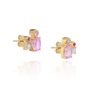 Happiness Stud Earrings (Pinkish Zircon Stones)